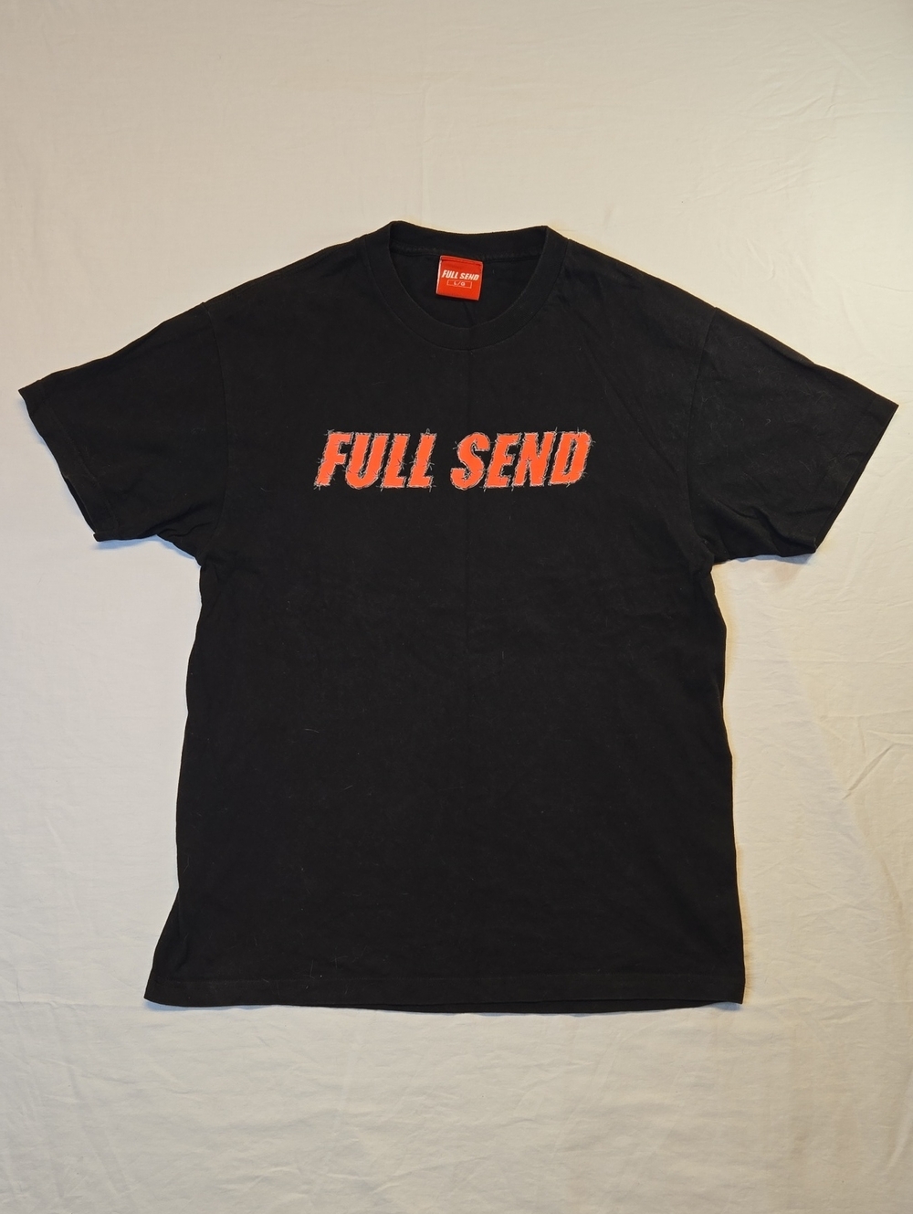 Full Send Barb Wire Spellout Graphic Crewneck T-Shirt Black And Red